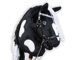 Hobby Horse Land - Hobby Horse "Black Diamond" - Inclusief halster & diamanten frontriem - Stokpaard - A3