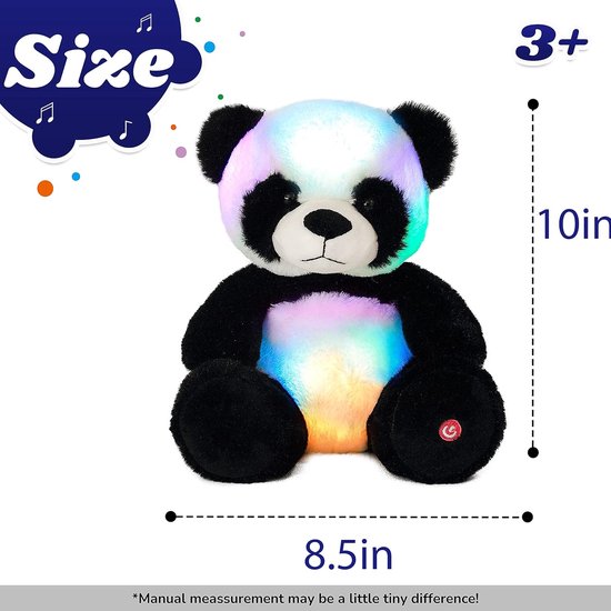 Musical Plush Panda Stuffed Animal Soft Glowing LED Light Up Night Light Toy Singing Lullabies Birthday Christmas Plush Gifts for Kids Boys Girls, 25cm — afbeelding 4