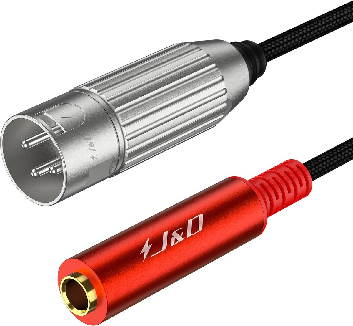 1/4 inch Female naar XLR Male Audio Kabel, Nylon Gevlecht, 0.3 m, Rood