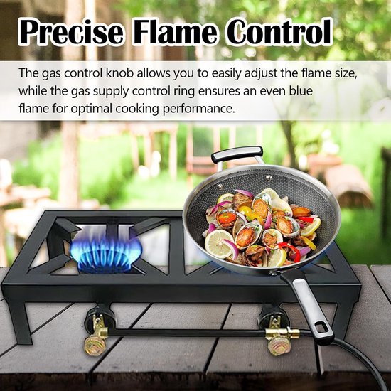 Gasfornuis 2 pits - Camping kooktoestel - Outdoor koken - Hoge efficiëntie 8000W - 48 x 25 cm - Zwart — afbeelding 3