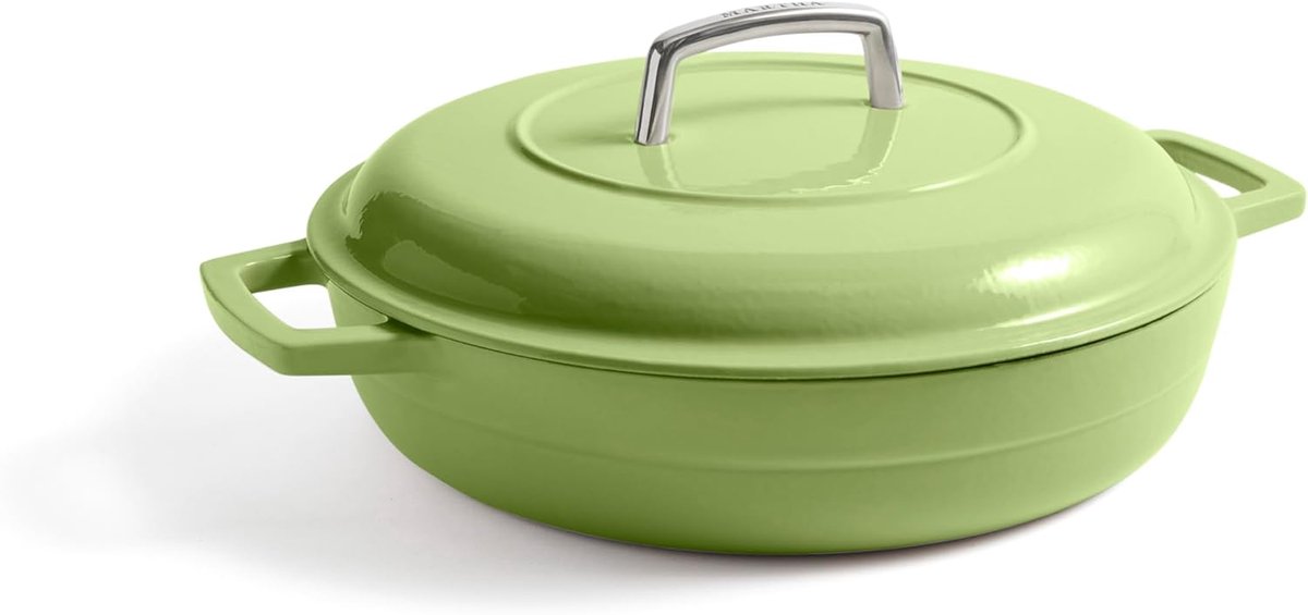 Gietijzeren Braadpan met Deksel 3.5L Groen Emaille