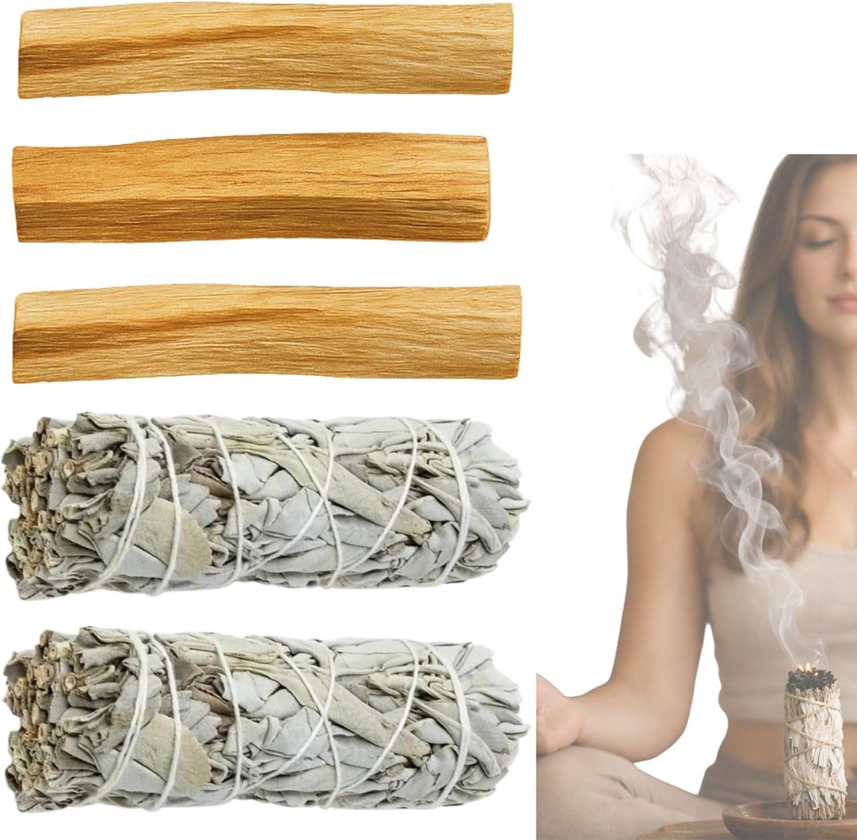 Wierookset Natuurlijk - Energetische Reiniging - Meditatie Yoga - Kruiden en Frisse Geur -