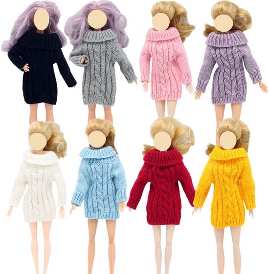 Popaccessoires 29 cm - 5 Mode Outfits met Pluche Jurken, Broek, Schoenen, Tas & Hoed - Herfst Winter Kleding voor Poppen — afbeelding 3