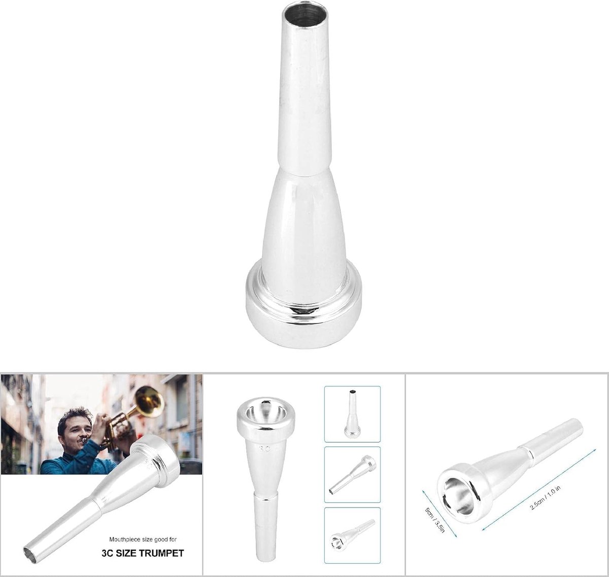 Standaard Trompet Mondstuk Maat 3C - Universeel Instrument Accessoire
