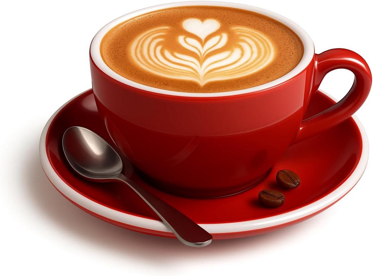 Cappuccinomokken Set 6 Dikwandig Rood Italiaans Cappuccino Set met Schoteltjes