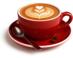 Cappuccinomokken Set 6 Dikwandig Rood Italiaans Cappuccino Set met Schoteltjes