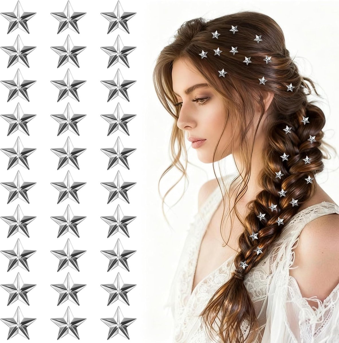 30-Delige Set Mini Haarclips Stervormig met Glitters voor Kinderen en Vrouwen