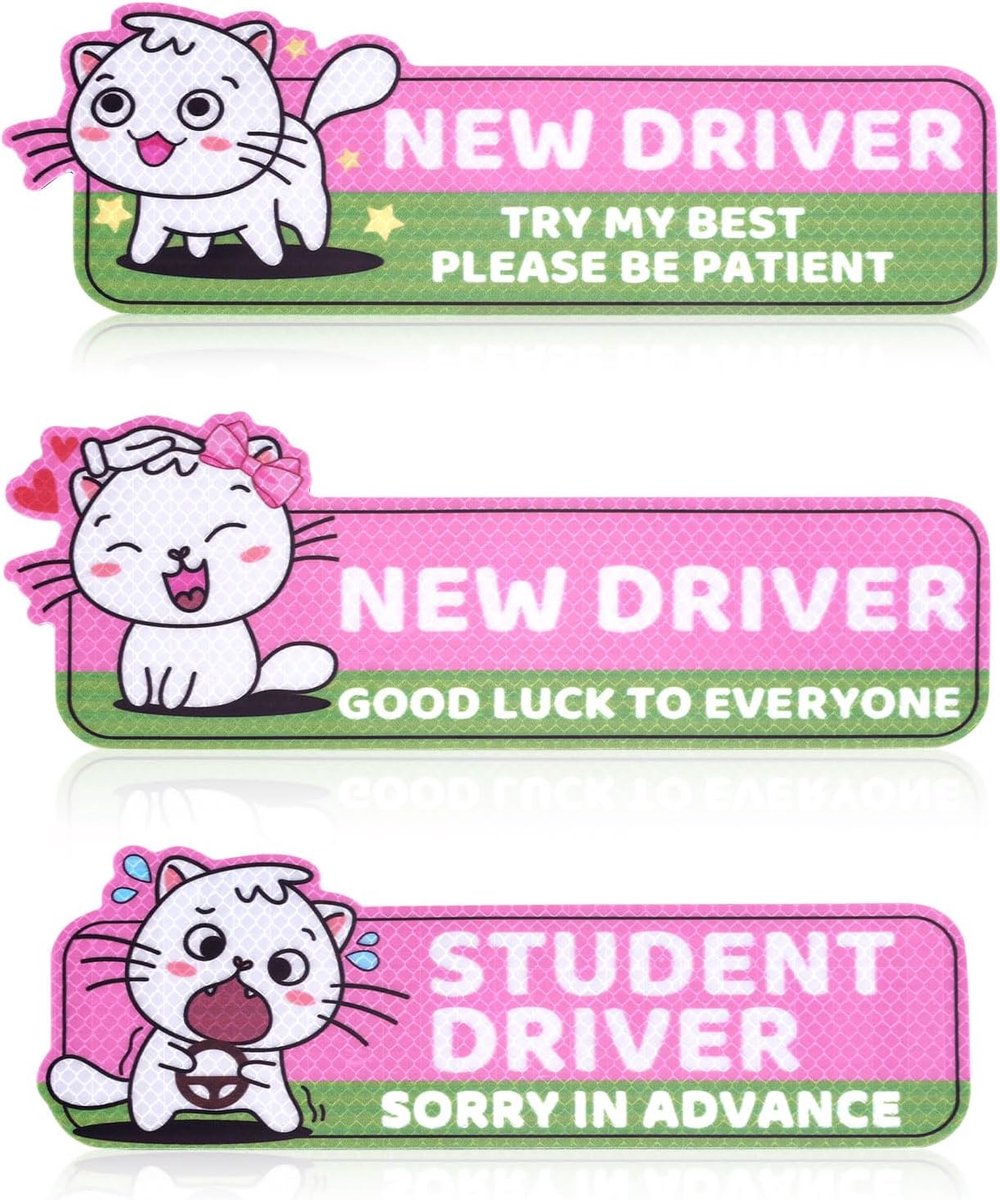 3 Magnetische Stickers voor Beginnende Automobilisten - Reflecterend en Zelfklevend