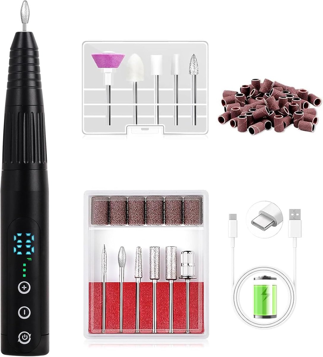 Oplaadbare Elektrische Nagelvijl 35000 RPM - Draadloze Manicure & Pedicure Set