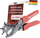 FAMEX 3519 Gaatjestang PROFESSIONAL voor Leer ca. 70% krachtbesparing, Revolvertang met Hefverhouding, voor Riemen, Perforatietang