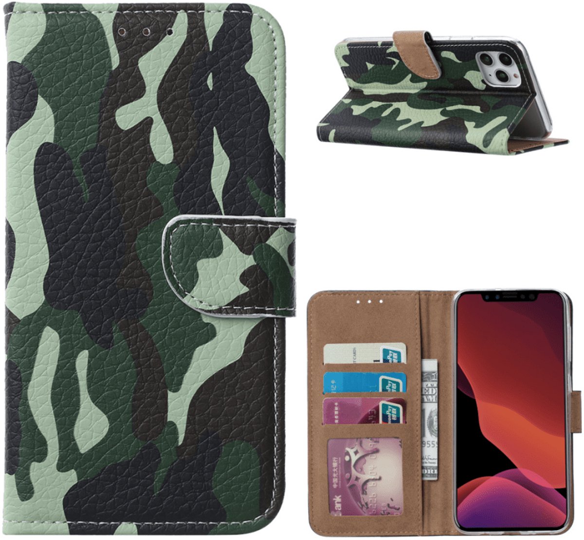 Fonu Boekmodel hoesje Camoprint Geschikt Voor iPhone 13 Pro Max