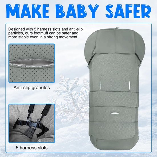Wintervoetenzak voor kinderwagen - waterdicht, winddicht, warm - met capuchon en ritssluiting - universeel van Merkloos — afbeelding 4