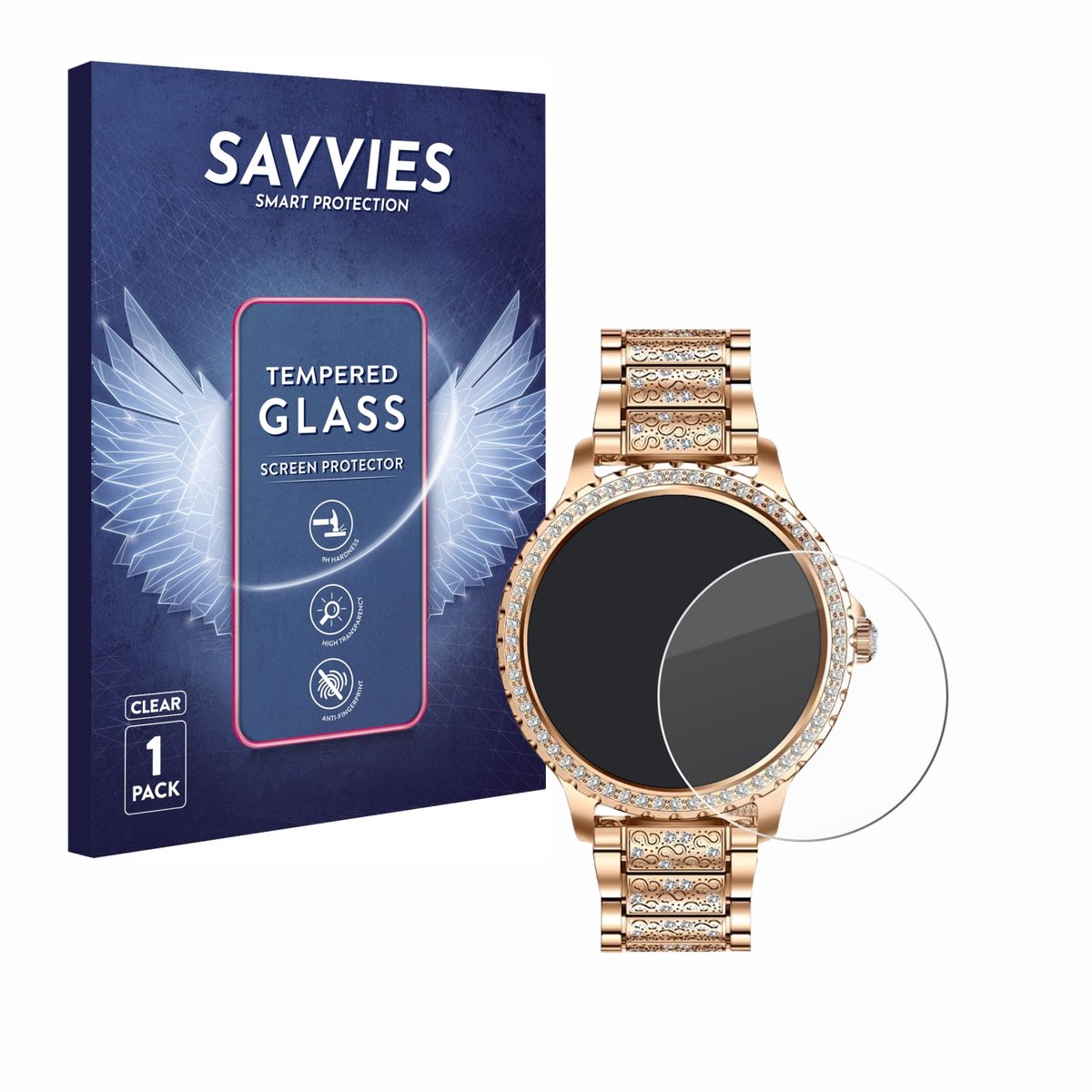 Savvies - Glas Screenprotector voor LIGE BW1845A-CC 1.32" - Gehard Beschermglas 9H