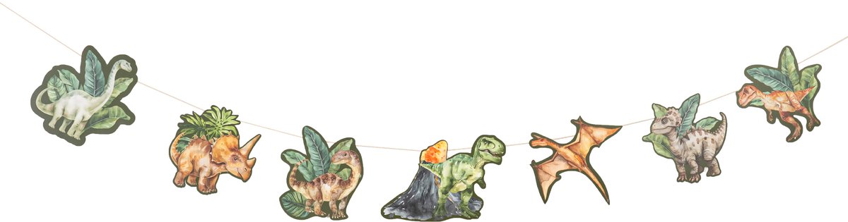 ARTYFETES - Sling Dinosaurs Groen Papier 14 cm x 1,5 m Verjaardagsdecoratie
