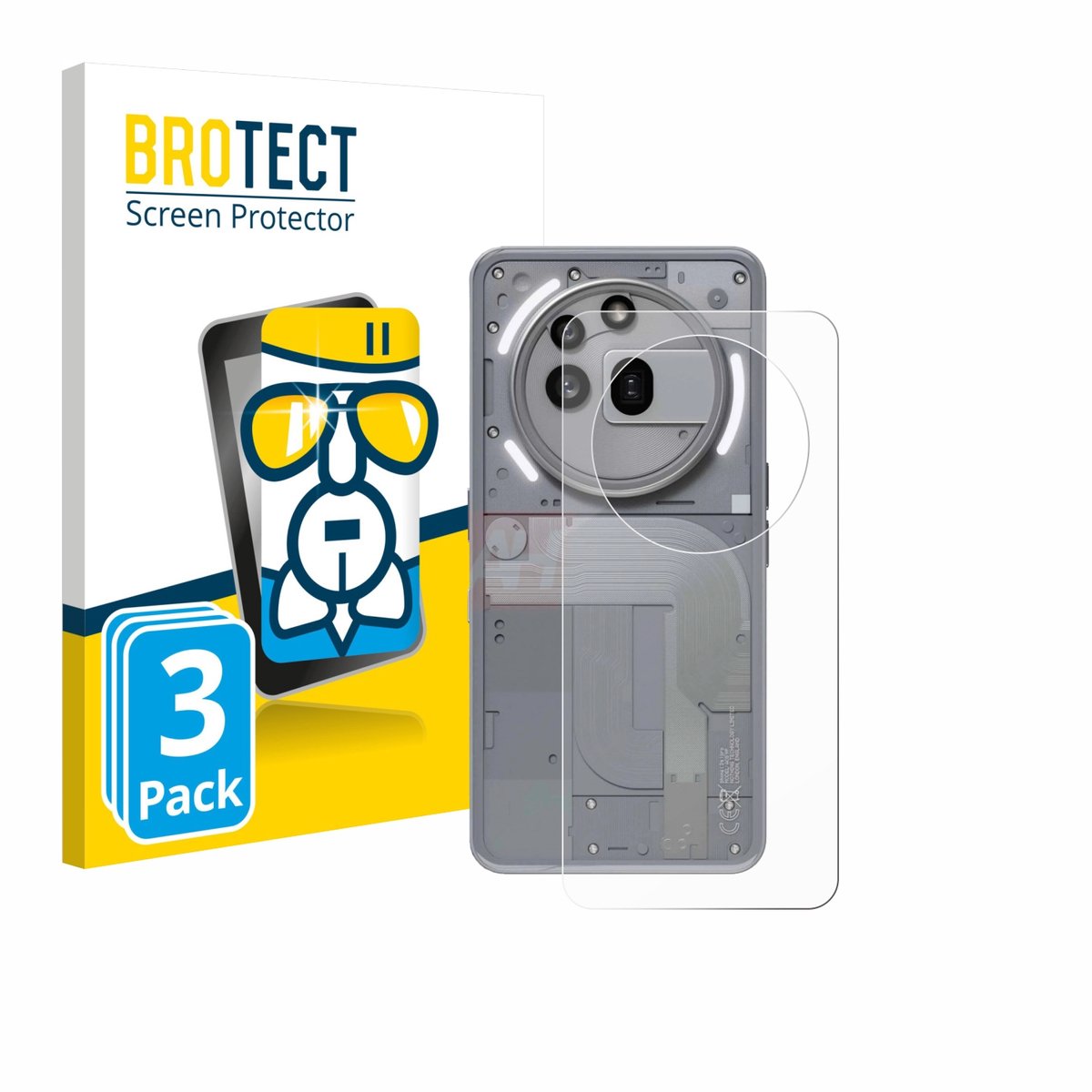 Screenprotector 3 Stuks voor Nothing Phone (3a) Pro (Achterkant) Beschermglas transparant