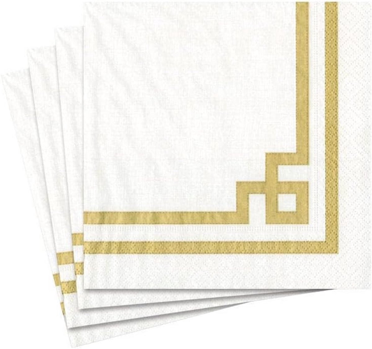 Elegante cocktailservetten goud wit 20 stuks luxe tissuepapier