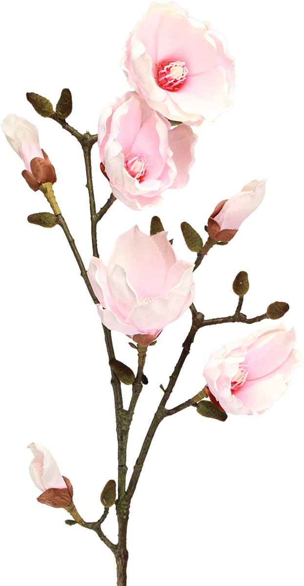 Viana Kunstmatige Magnolia Tak Roze Bloemen Ø8cm L100cm