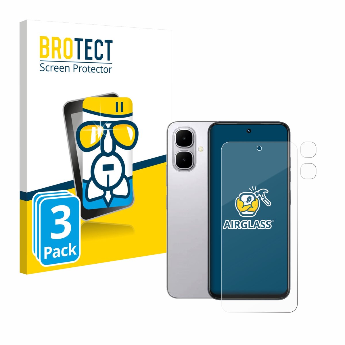 Screenprotector 3 Stuks voor Infinix Smart 10 (Voor+Camera) Beschermglas transparant