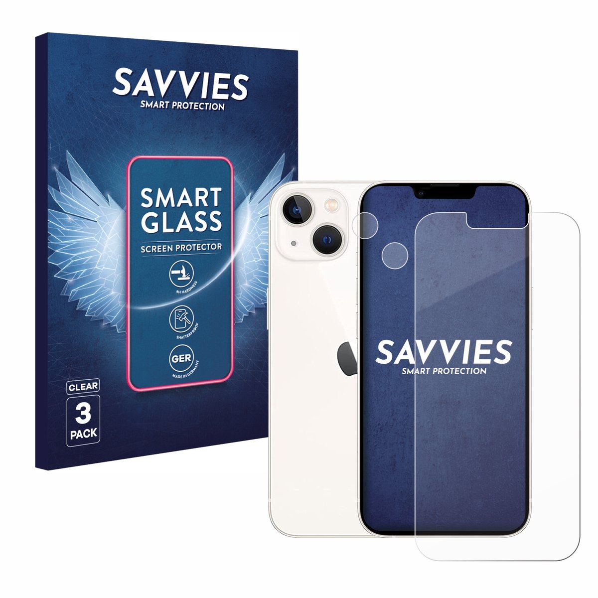 3 Stuks Savvies Screenprotector - geschikt voor Apple iPhone 13 (Voor+Camera) - beschermfolie glas transparant