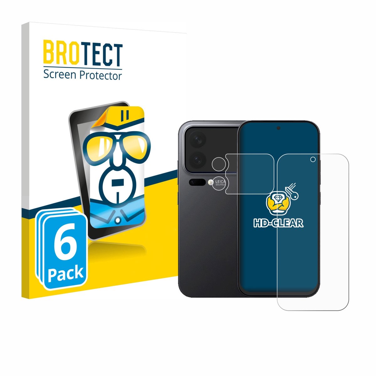 BROTECT - Screenprotector voor Xiaomi 17 Pro (Voor+Camera) - Folie Beschermfolie transparant 6 Stuks