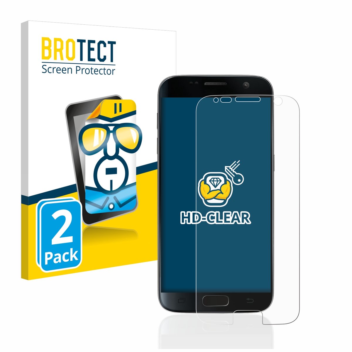 BROTECT - Screenprotector voor Samsung Galaxy S7 - Folie Beschermfolie transparant 2 Stuks