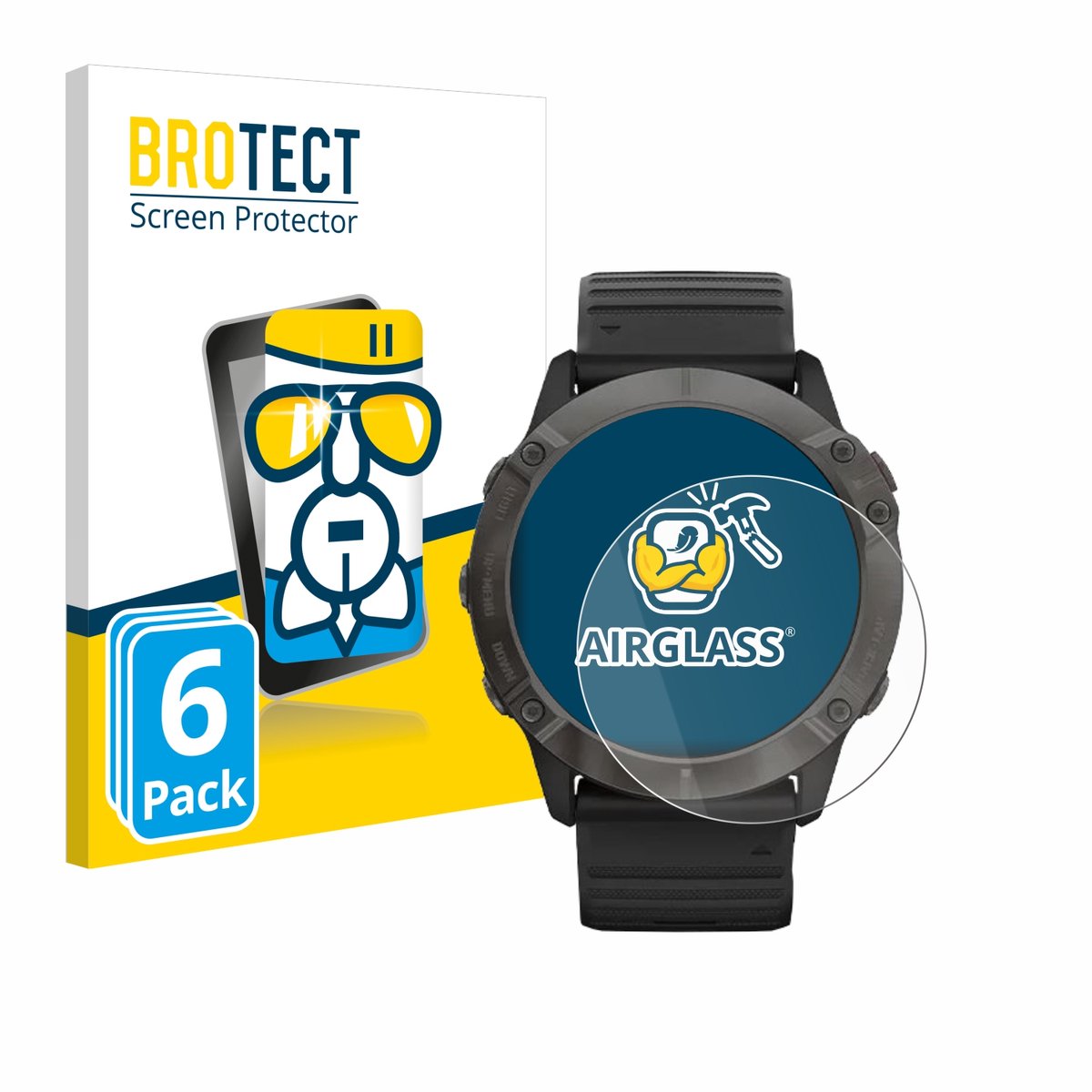 Screenprotector 6 Stuks voor Garmin Fenix 6X Pro Solar Beschermglas transparant