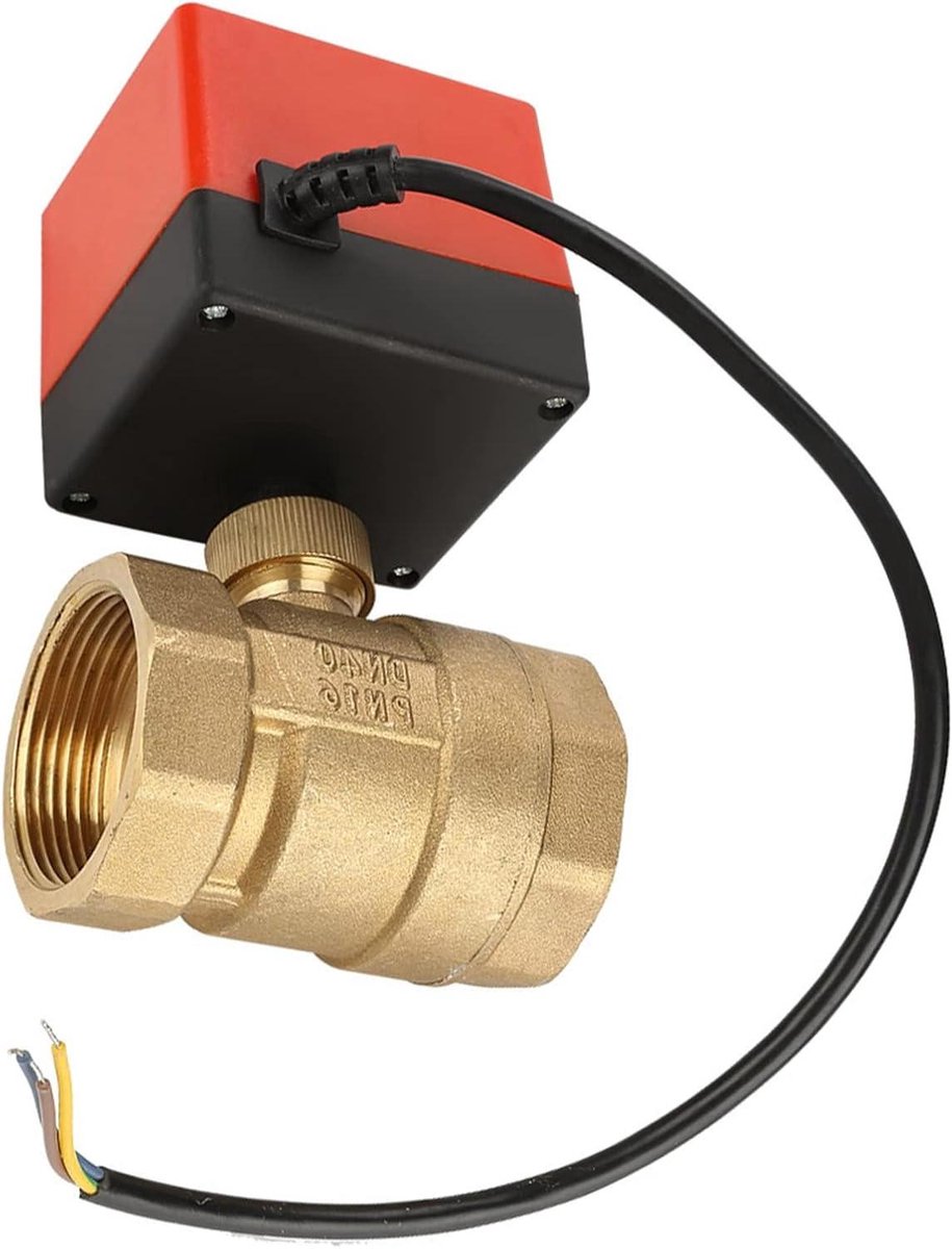 Allecto- Elektrische Kogelkraan - Waterregulatie - Messing - DC 24V - G1-1/2" - 2-Weg 3-Draads - Geschikt voor Waterregelsysteem - Airconditioner - Elektrische Klep DN40 - 6W.