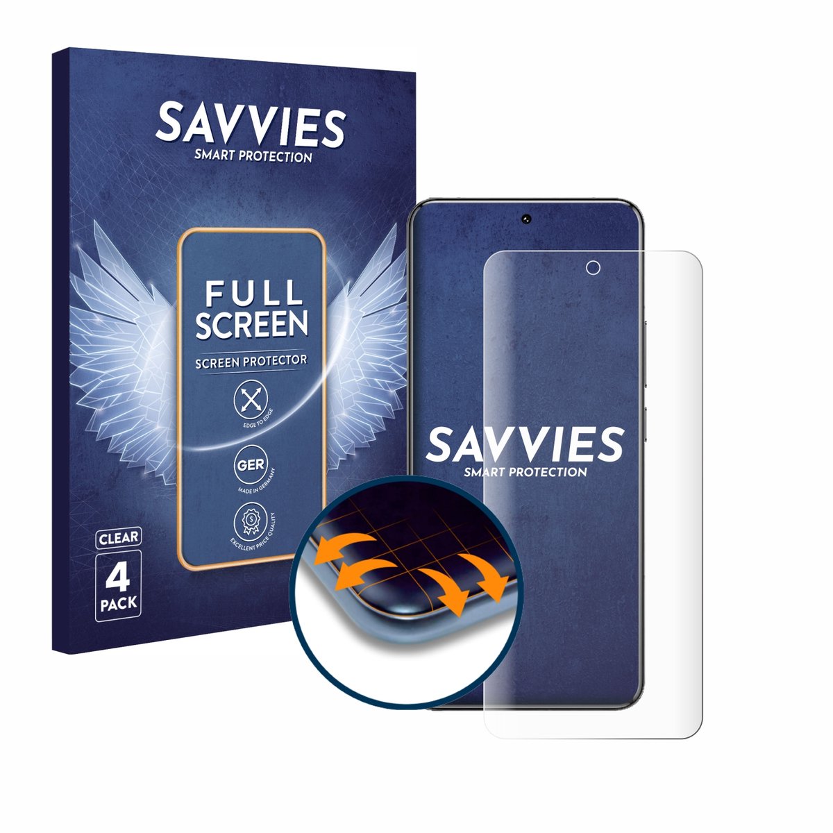 Savvies - Screenprotector voor Xiaomi 14 Pro - Folie Beschermfolie transparant volledig dekking 4 Stuks