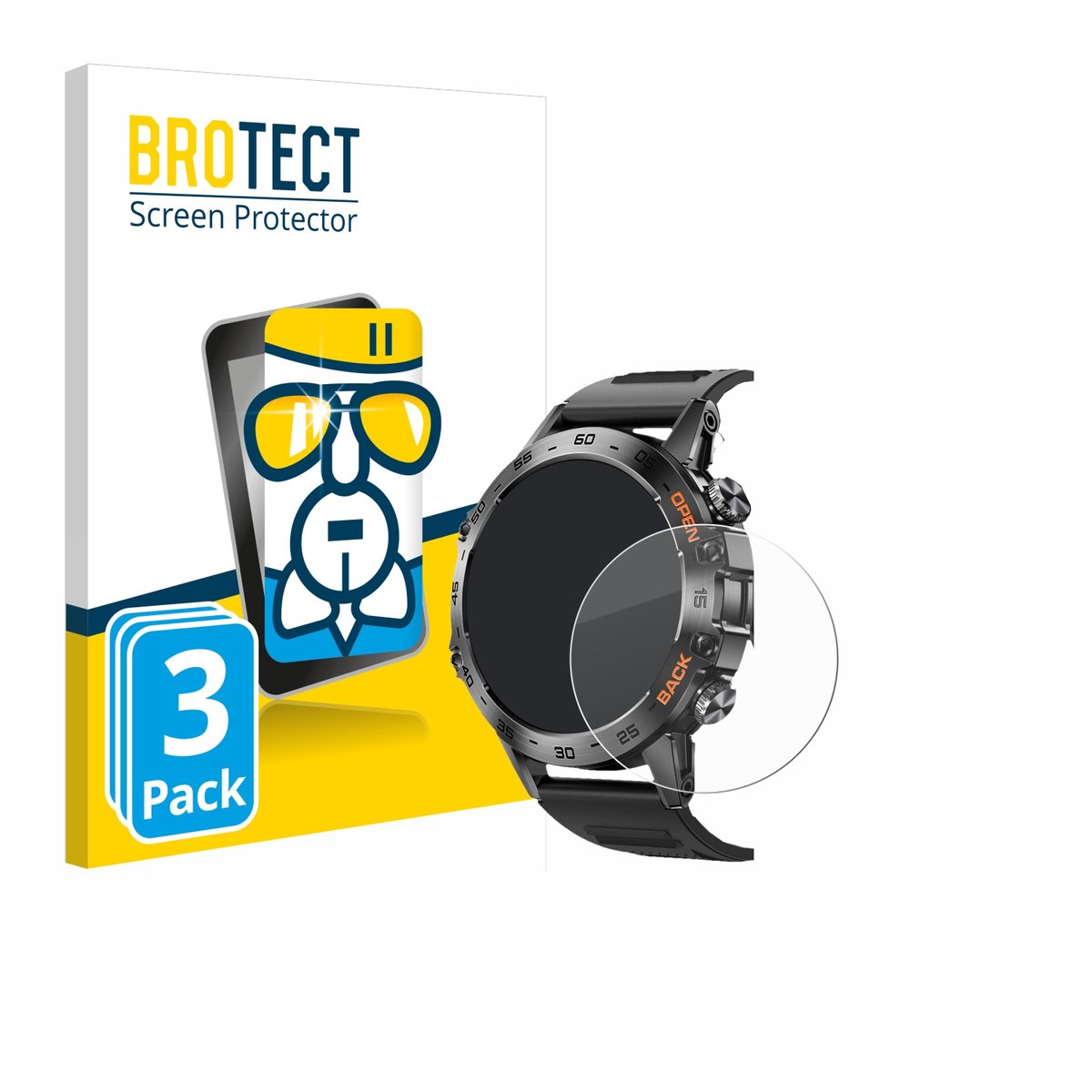 Screenprotector 3 Stuks voor Lemfo Smartwatch 1.39" Beschermglas transparant