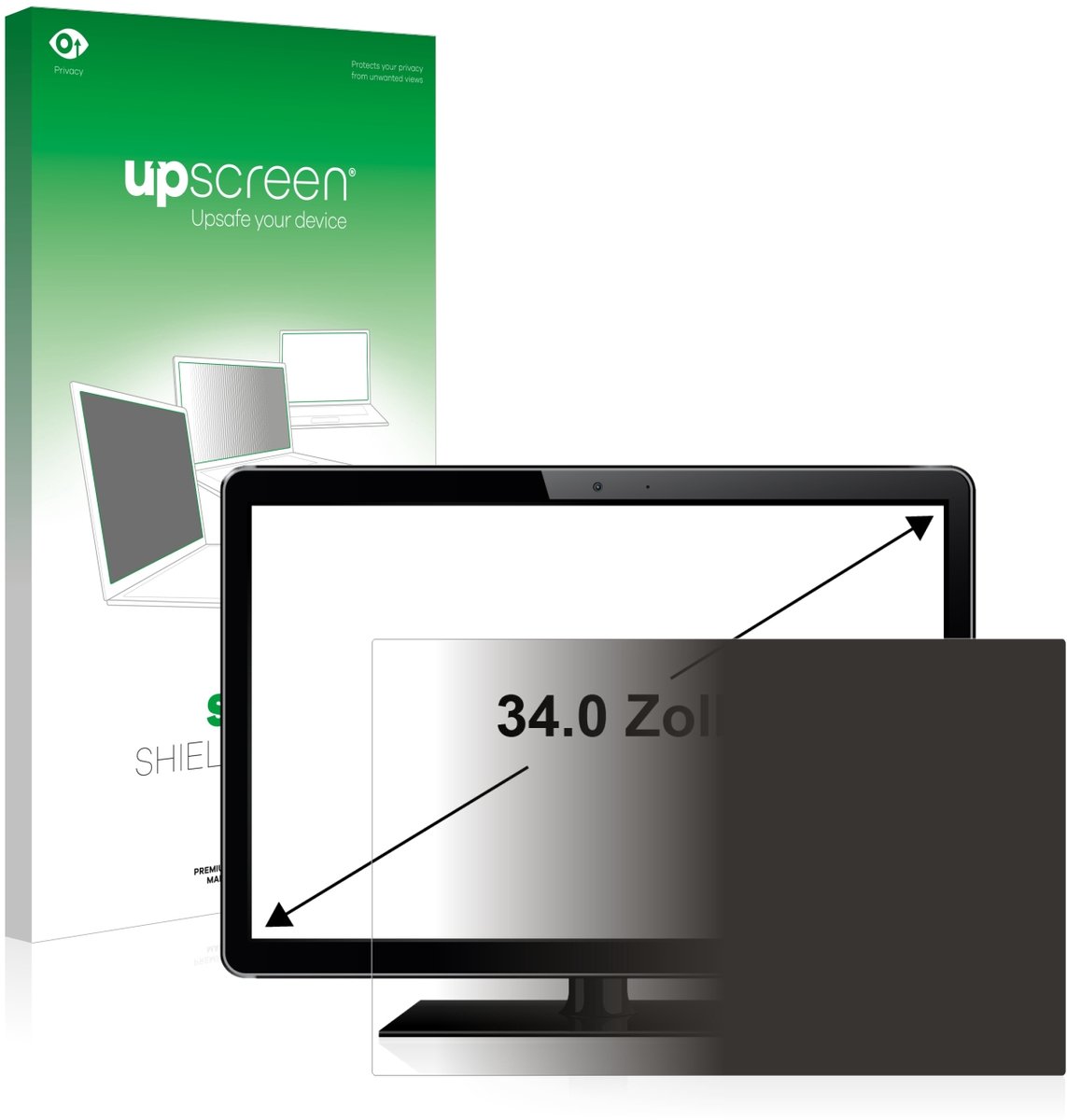 upscreen - privacyscherm voor Industriële Monitoren mit 34 inch Schermen [794 mm x 340 mm, 21:9] - privacy filter screenfilter Blauwlichtfilter