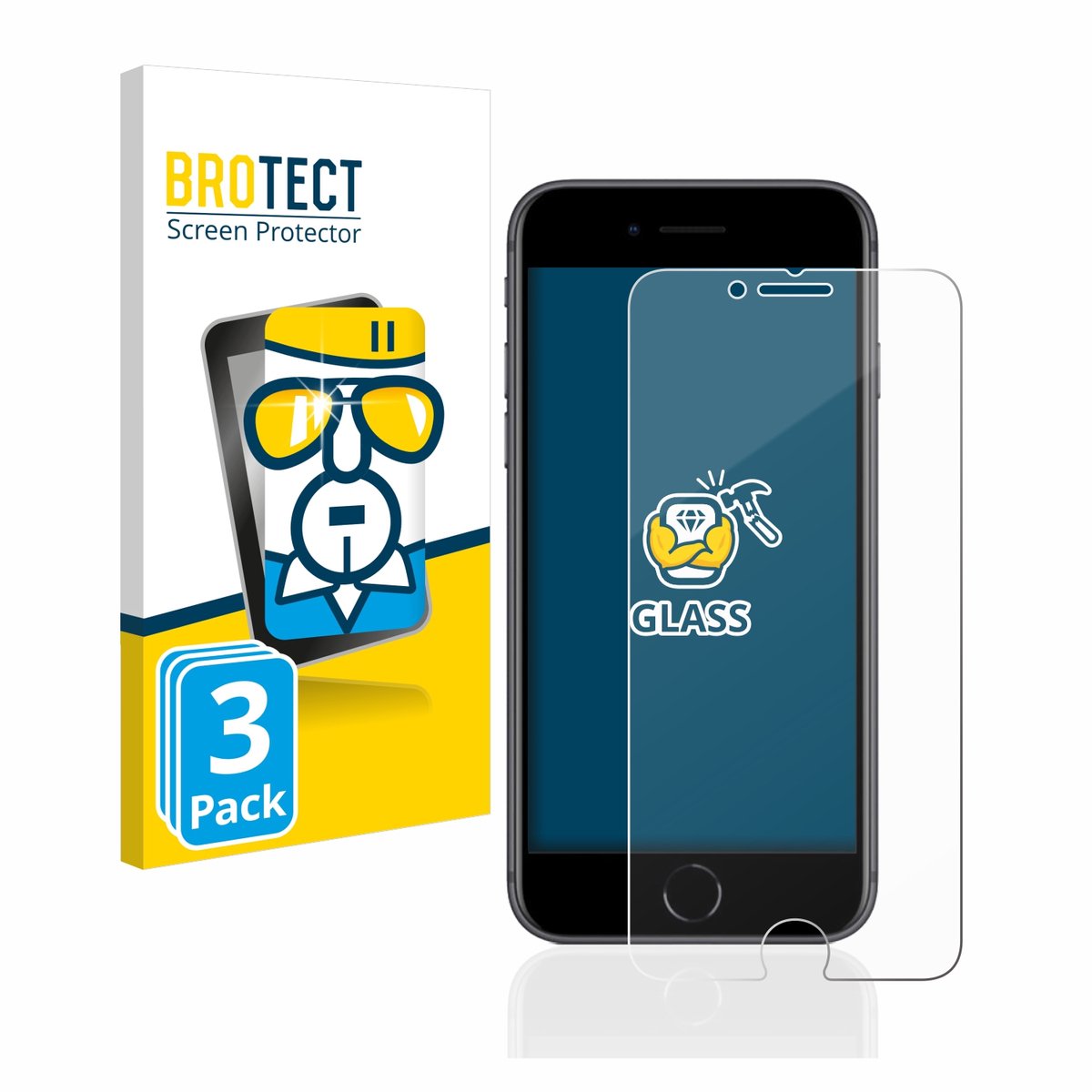 BROTECT - Glas Screenprotector voor Apple iPhone 8 - Gehard Beschermglas 9H 3 Stuks