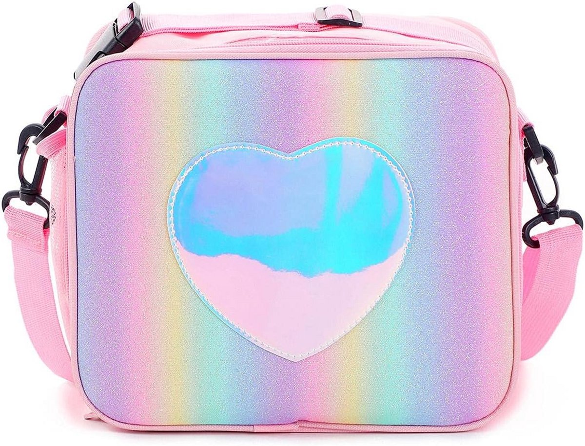 Geïsoleerde lunchtas meisjes - BPA-vrij, BPA-vrij, 25 x 22 x 9 cm, roze, lichtgroen, lichtpaars