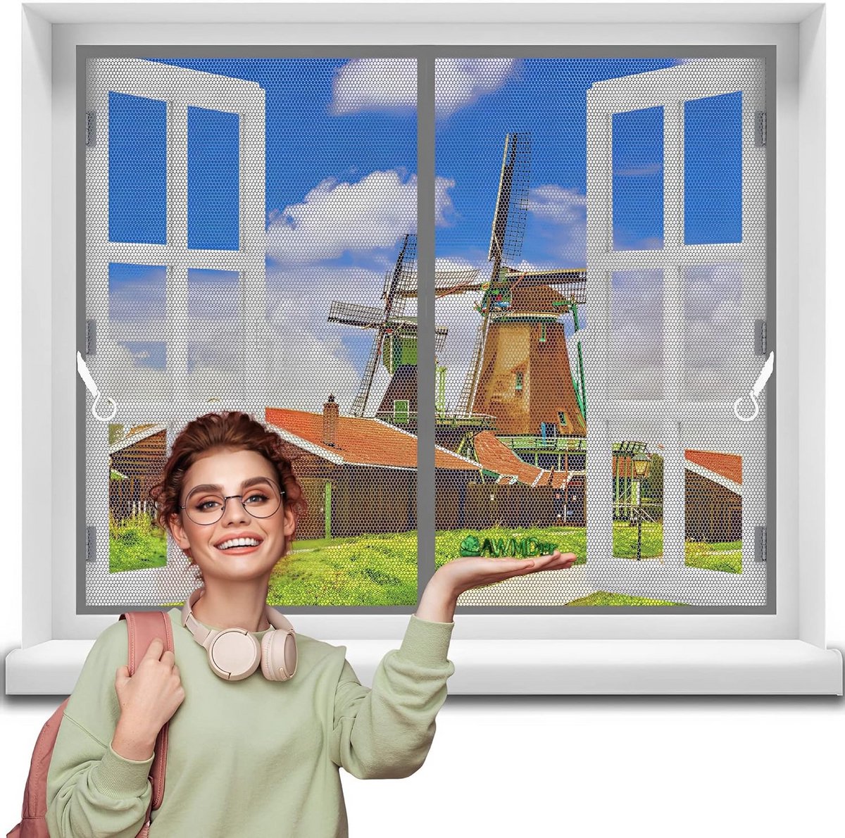 Magnetisch hordeurgordijn 65 x 75 cm - zelfsluitend, geen boren, voor deuren en terras - grijs