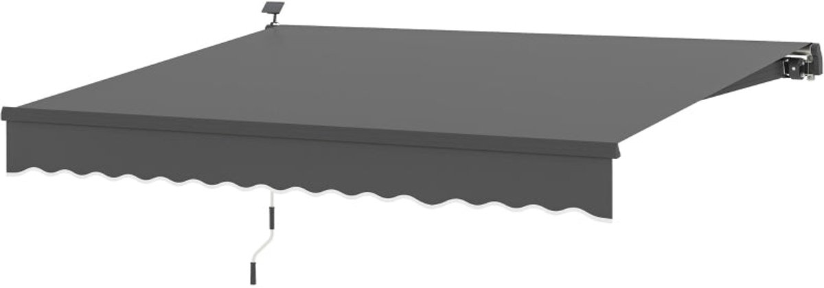Merax Knikarm Zonnescherm 395x300 cm - Balkon en Terras Markies met Zwengel - Solar LED Verlichting - UPF 50+ UV Bescherming - Aluminium Frame - Verstelbare Hellingshoek 45-90° - Grijs