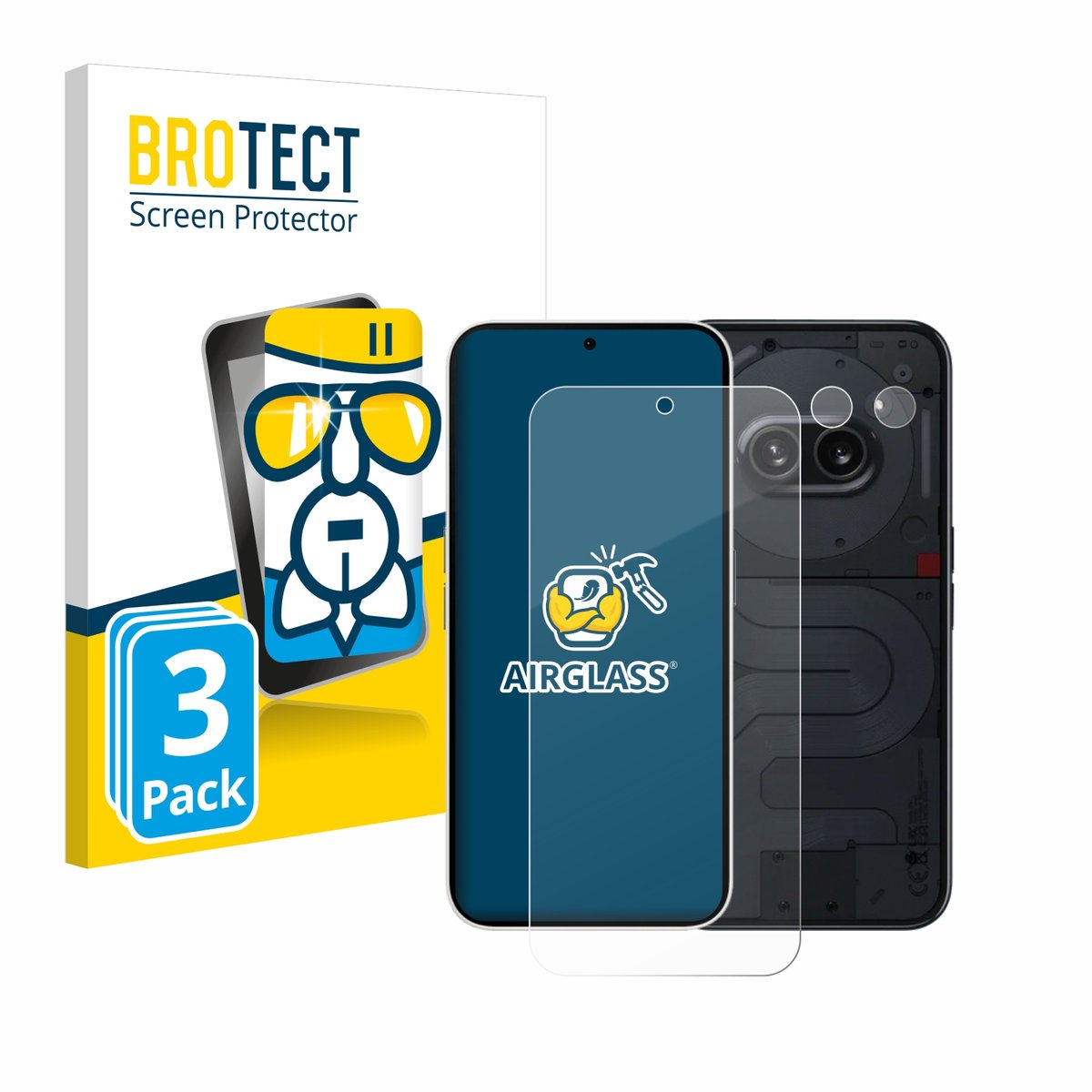 Screenprotector 3 Stuks voor Nothing Phone (2a) (Voor+Camera) Beschermglas transparant