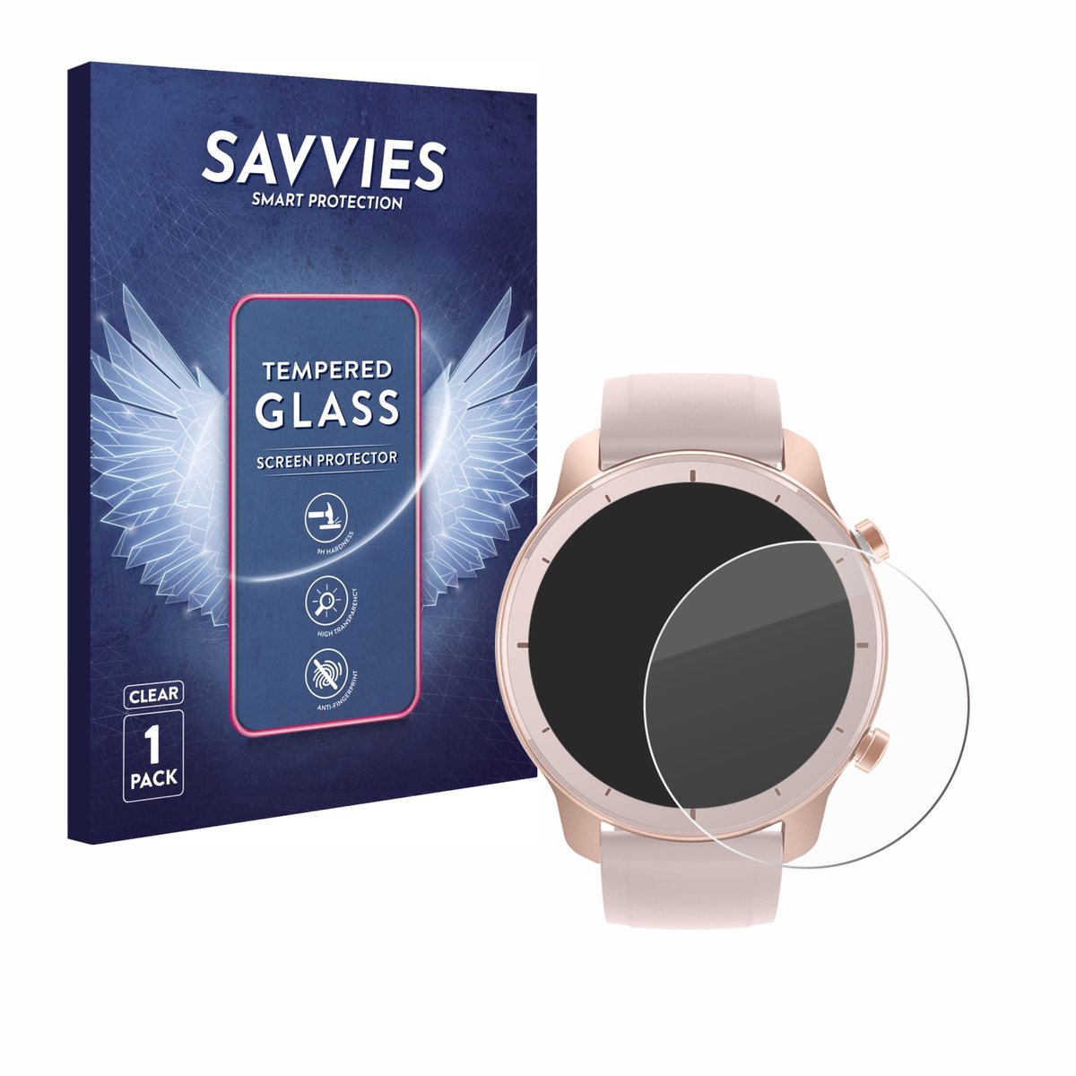 Savvies - Glas Screenprotector voor Huami Amazfit GTR (42 mm) - Gehard Beschermglas 9H