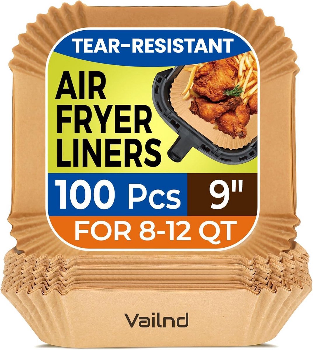 Wegwerp Airfryer Papieren Vormpjes - 100 Stuks Rechthoekig Perkament Bakpapier voor Airfryer en Oven