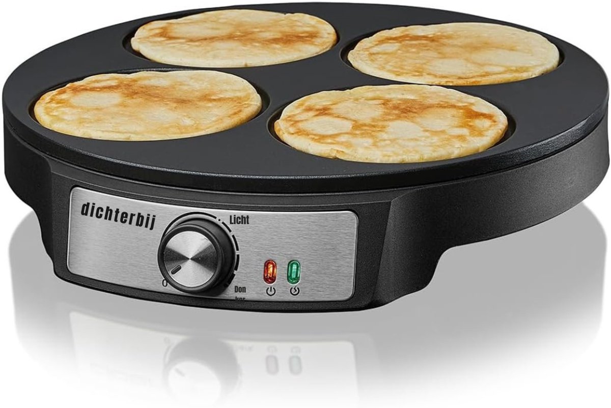 REN® Poffertjesmaker - Poffertjespan - Poffertjespan Electrisch - 1200 W, anti-aanbaklaag - Zwart - 33cm x 30cm x 6cm