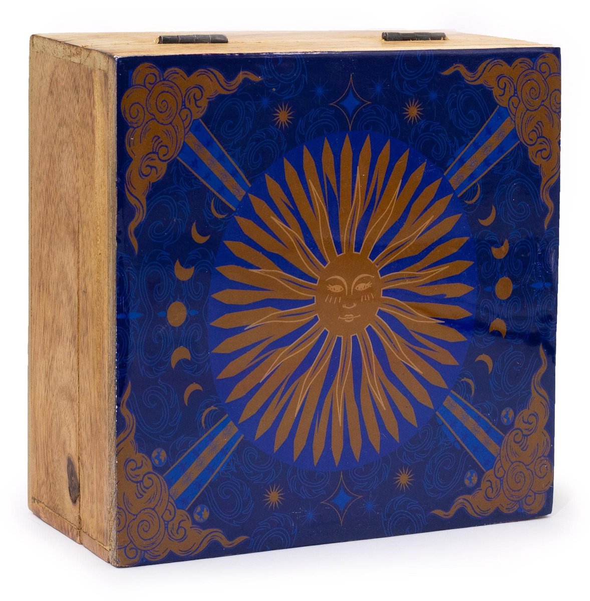 Ancient Wisdom Decoratief beeld - Handgesneden Boeddhabeeld 30 cm van Suar-hout - kunstwerk - interieurdecoratie - zen - natuurlijke decoratie - uniek Blauw