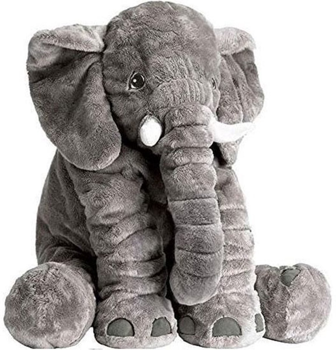 Fedec Olifant Kussen XL - Grijze olifantenknuffel groot formaat - Knuffeldier