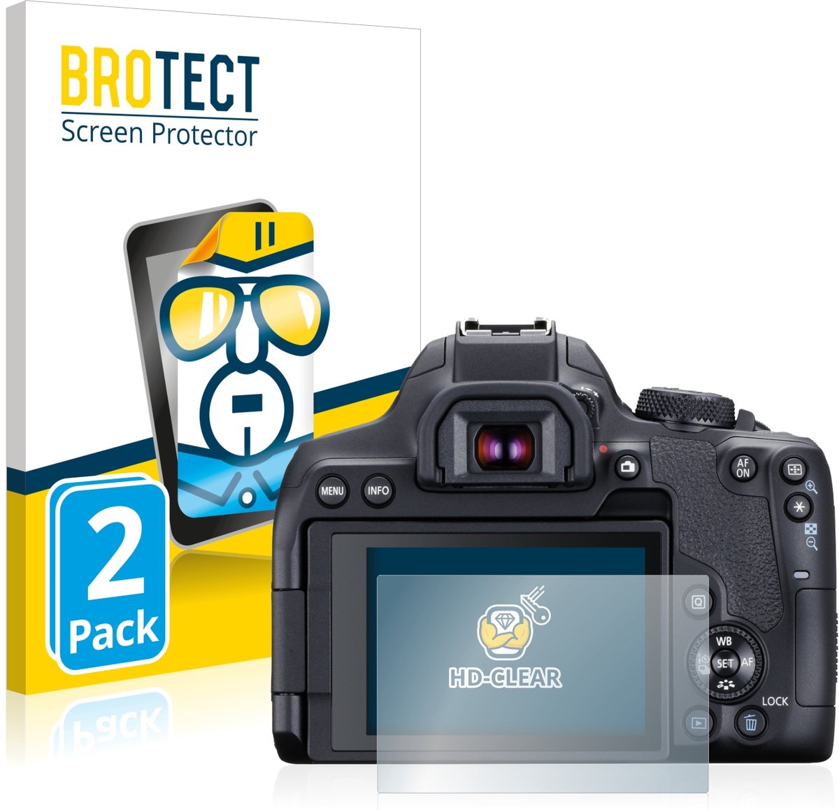 BROTECT - Screenprotector voor Canon EOS 850D - Folie Beschermfolie transparant 2 Stuks