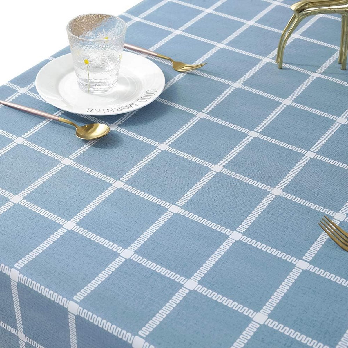 Waterbestendig PVC Tafelkleed Rechthoek Blauw - Oliebestendig en Afwasbaar