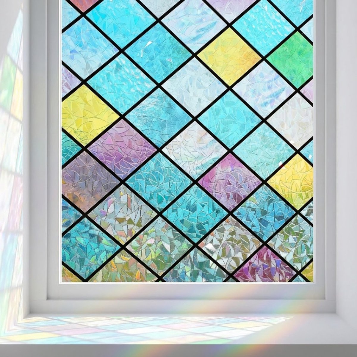 NBAP® Raamfolie Glas in Lood - Zelfklevend - Antieke Look - Regenboog