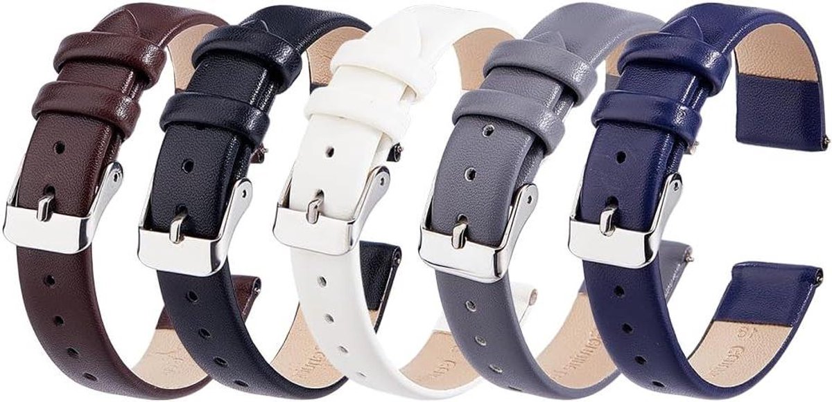Allecto - Reservebandjes polshorloges - Lederen - 5 kleuren - Snelwisselarmband - Zacht - Legering sluiting - Heren en dames - Breed vintage lederen horlogeband met PU lederen