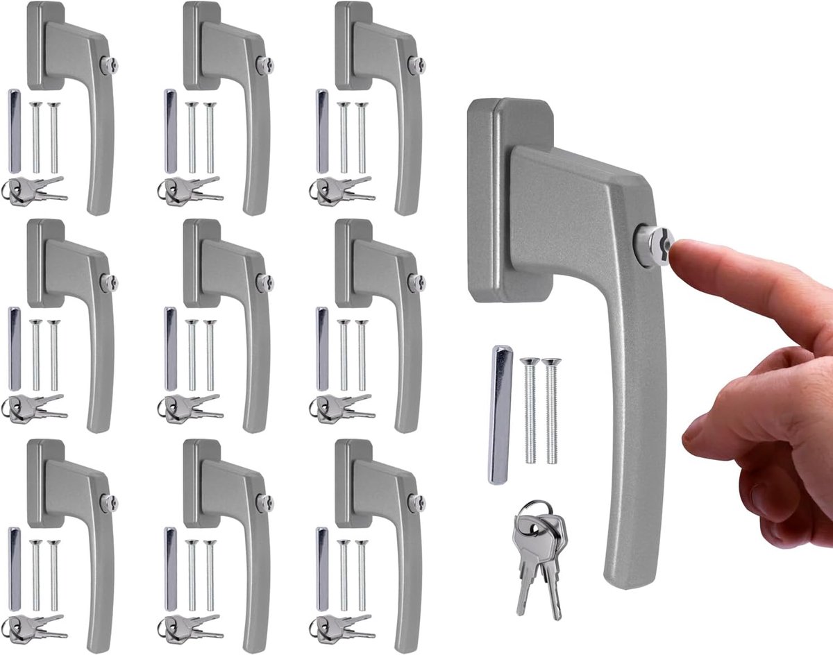 Afsluitbare Aluminium Raamgrepen met Ergonomische Drukknopen - 10 Stuks