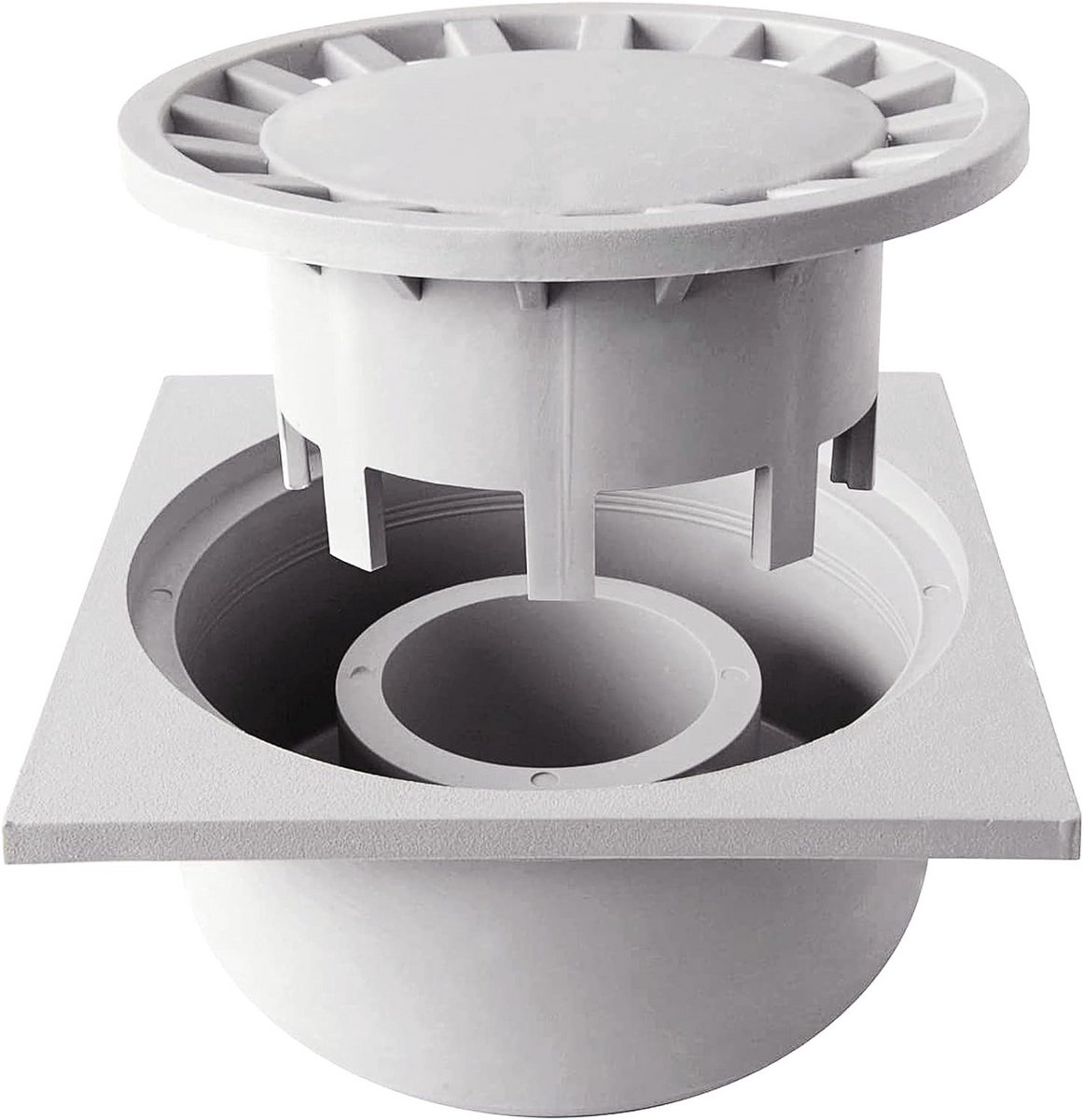 Sifonische verticale afvoer voor terrassen, PVC afvoersysteem met afneembaar rooster - 30 x 30 cm