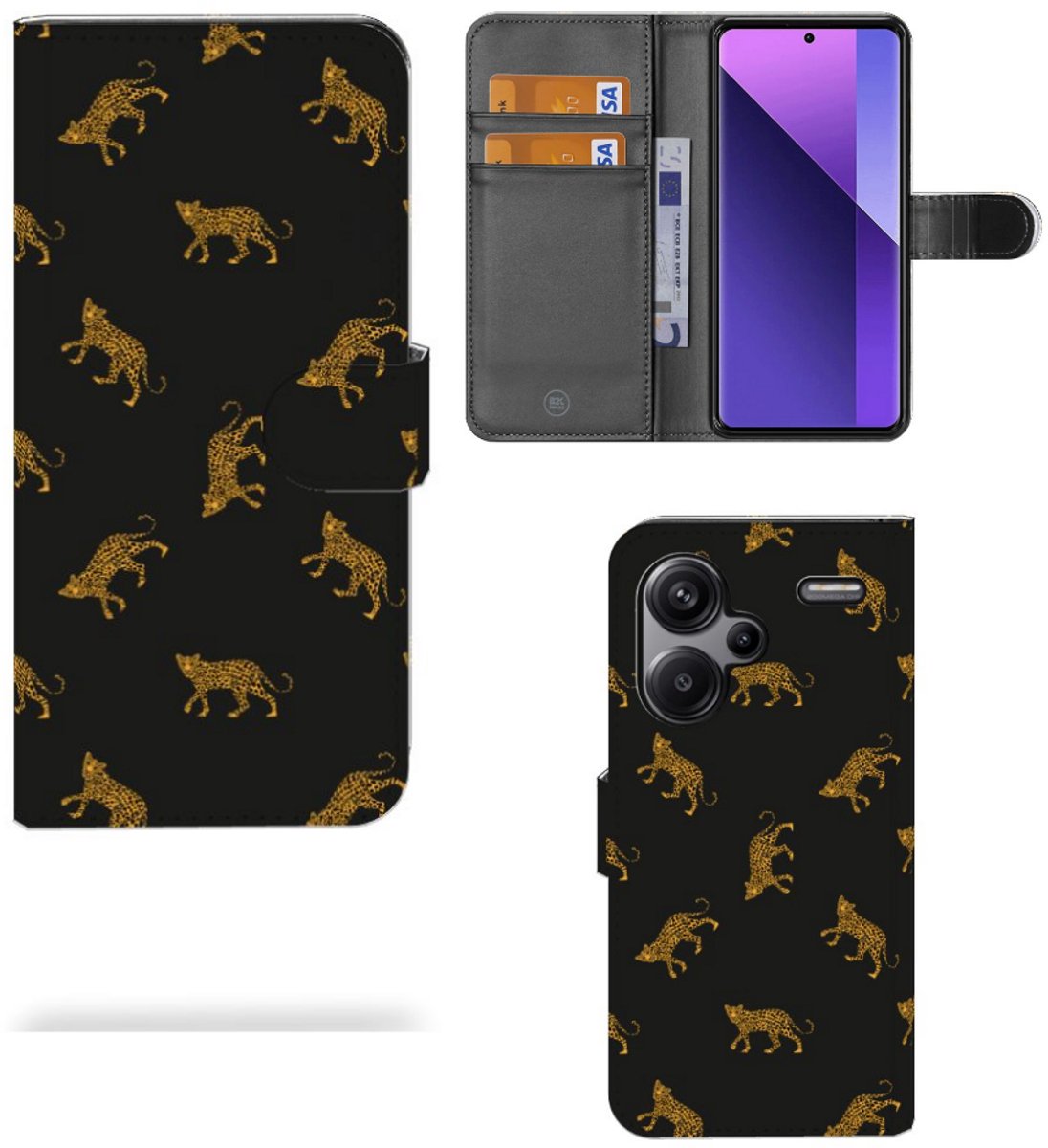 Telefoonhoesje met Pasjes voor Xiaomi Redmi Note 13 Pro Plus Leopards