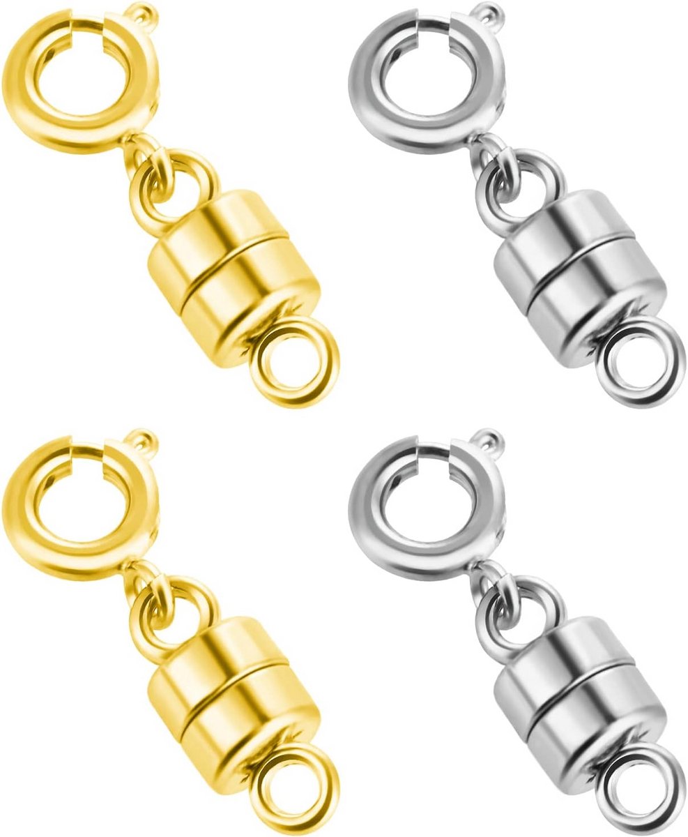 Magnetische Ketting Sluitingen - 4 Stuk Sieraden Connectoren voor Armbanden en Ketten (Goud en Zilver)