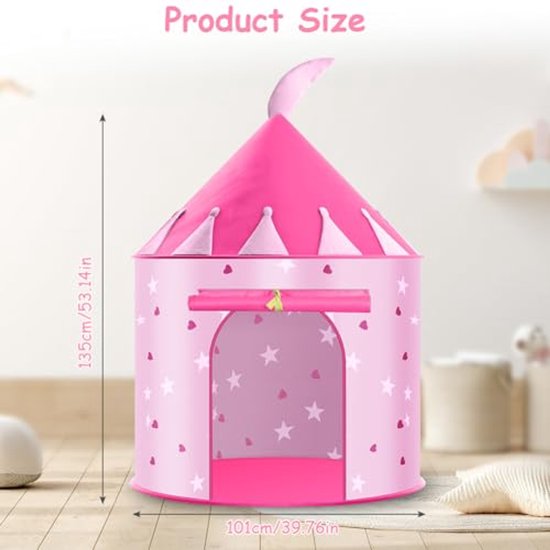 Ultiluxe® Speeltent voor kinderen - Prinsessen Tent - Speelhuis - Indoor Speelgoed - Kindertent voor meisjes - Opvouwbaar - Prinses Thema - Roze van Merkloos — afbeelding 5
