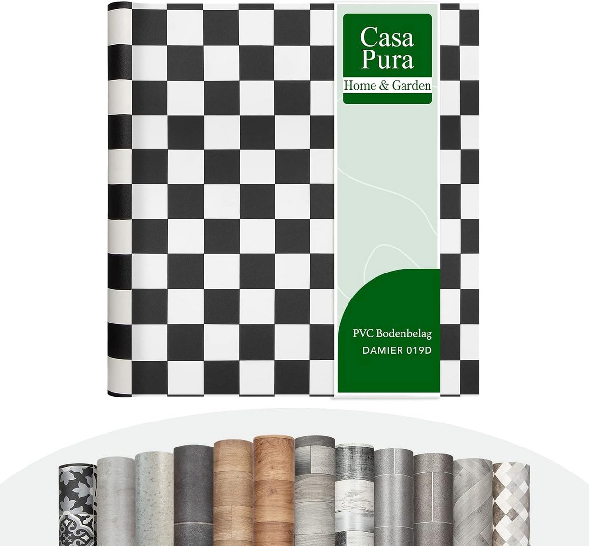 Duurzame PVC Vloerbedekking Damier Zwart-Wit - Slijtvaste Tegellook voor Huis en Keuken
